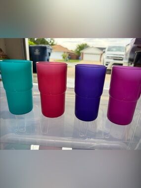 Tupperware Stackable Tumblers in Purple, Teal, Pink, Magenta